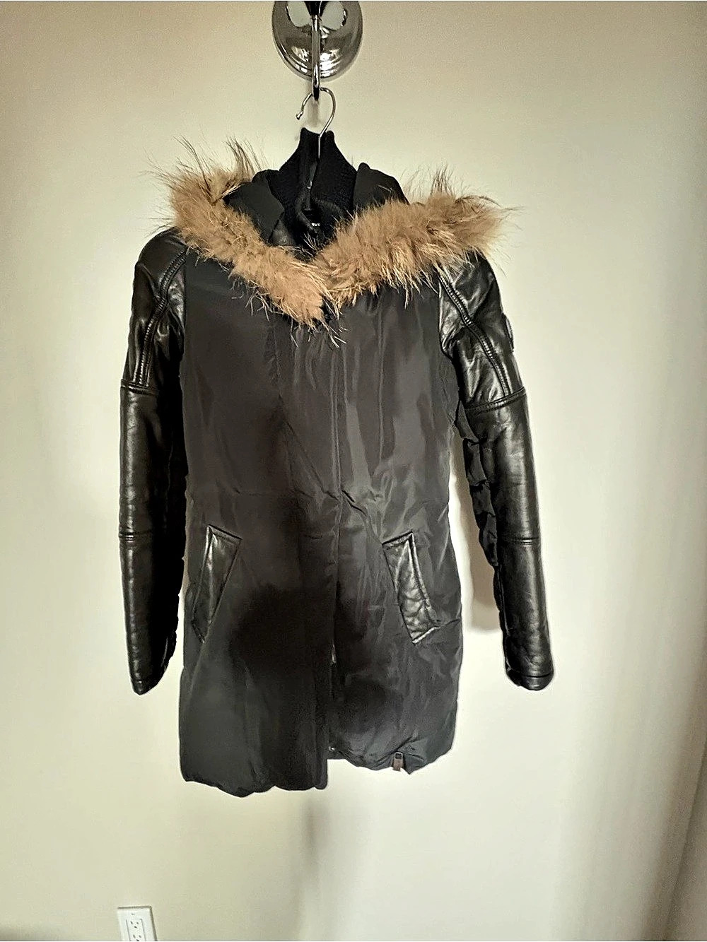 Rudsak xsmall Coat Leather Fur Trim Coat Size xsmall